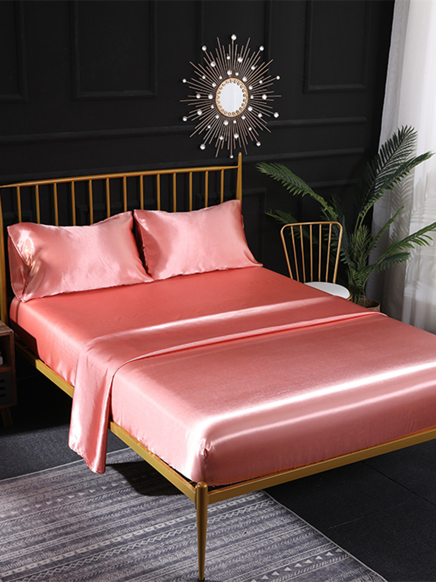 Designer Bedding Sheet Set Home Textile Luxury King Size Bed Sheets Pillows Satin Silk Pillowcase Bedclothes Fitted 4 Pieces Set6109259