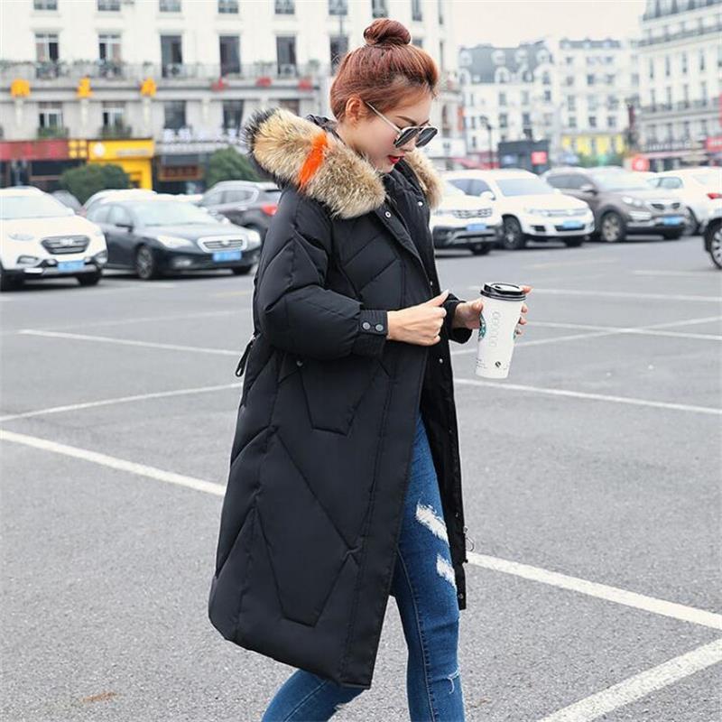 2020 New Long Padded Clothing Winter Coat Women Hooded Female Jacket Oversize Warm Parkas Big Fur Collar Wadded Jackets T200902