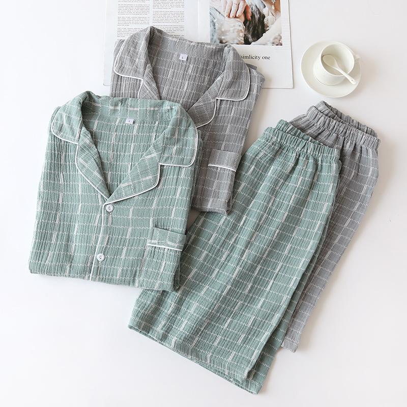 Summer Cotton Crepe Pajamas Mens Thin Short-Sleeved Shorts Leisure Suits Double-Layer Gauze Loose Pyjamas Men 2 Piece Set Pijama, Gray
Summer Cotton Crepe Pajamas Mens Thin Short-Sleeved Shorts Leisure Suits Double-Layer Gauze Loose Pyjamas Men 2 Piece Set Pijama, Gray