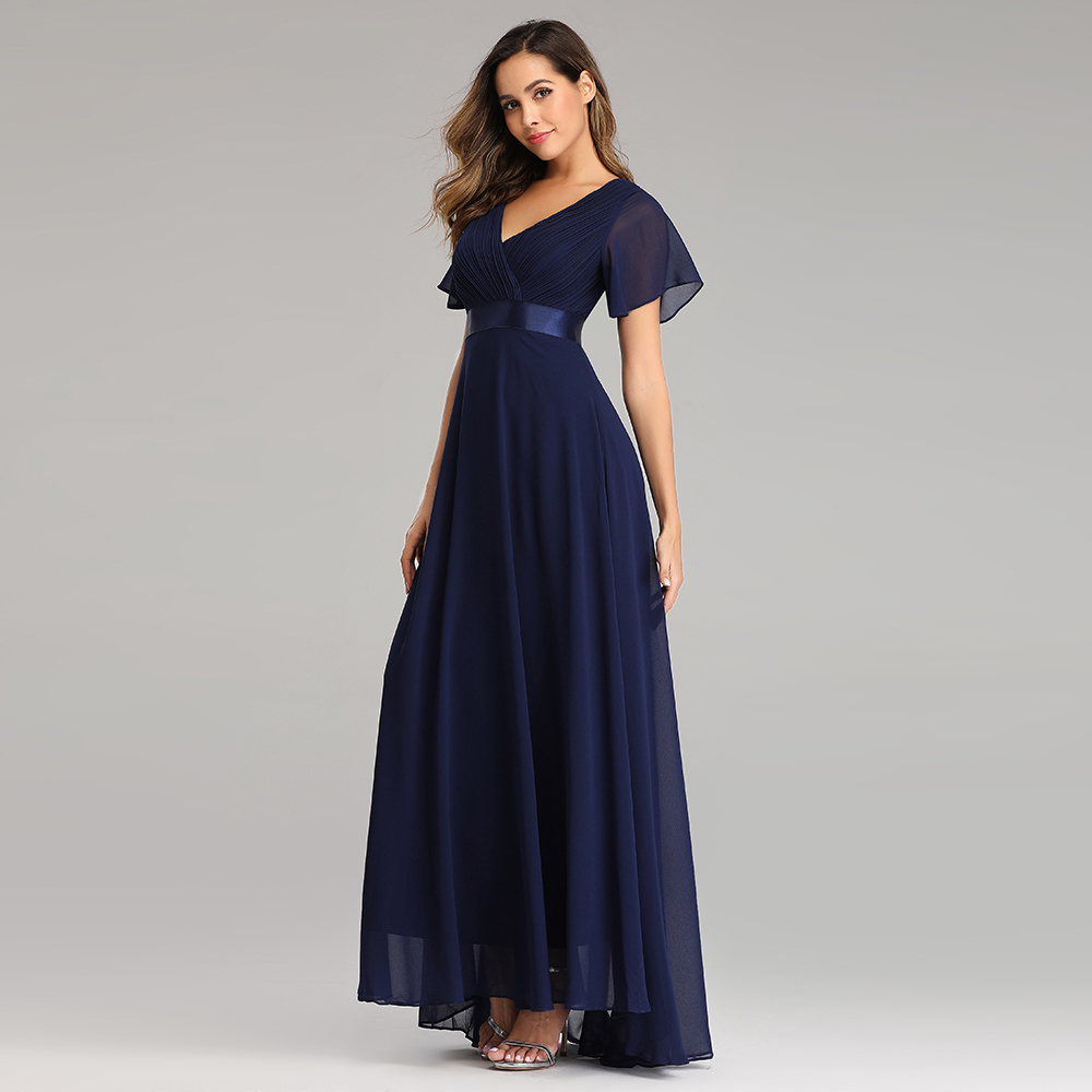 Evening Dresses XUCTHHC Elegant V-Neck Ruffles Chiffon Formal Evening Gown Party Dress Robe vestidos de fiesta de noche A-line 201113