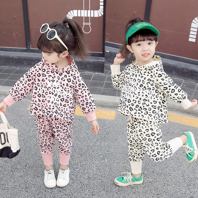 0 To 6 Years Baby Girls Hooded Cute Boutique Tracksuit Spring Autumn Fashion Leopard Print Long Sleeve Halloween Two Piece SetsX1019