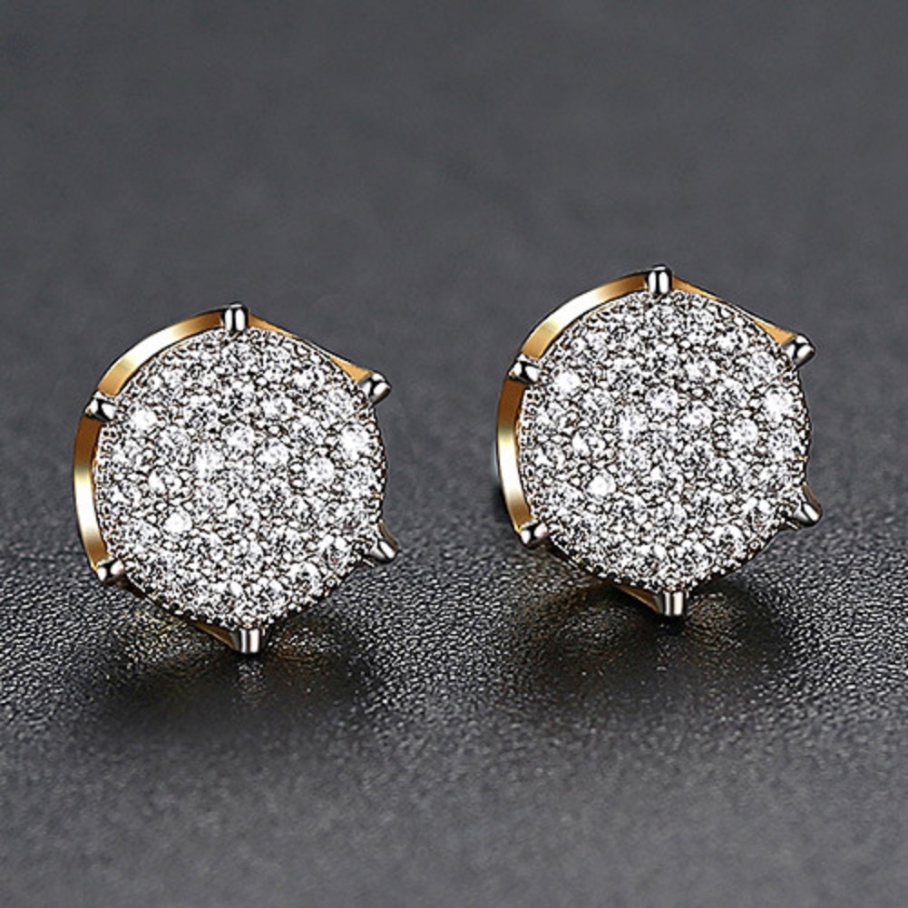 Hip Hop Colorful Zircon Stud Earrings Men Women Jewelry Gold Plated Girl Women Gift