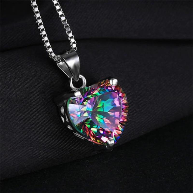 KUNIU Antique Pendant Silver Colorful Crystal Inlaid Zircon Style Plated Mystic Rainbow Topaz Heart-shaped Necklace Jewelry
KUNIU Antique Pendant Silver Colorful Crystal Inlaid Zircon Style Plated Mystic Rainbow Topaz Heart-shaped Necklace Jewelry