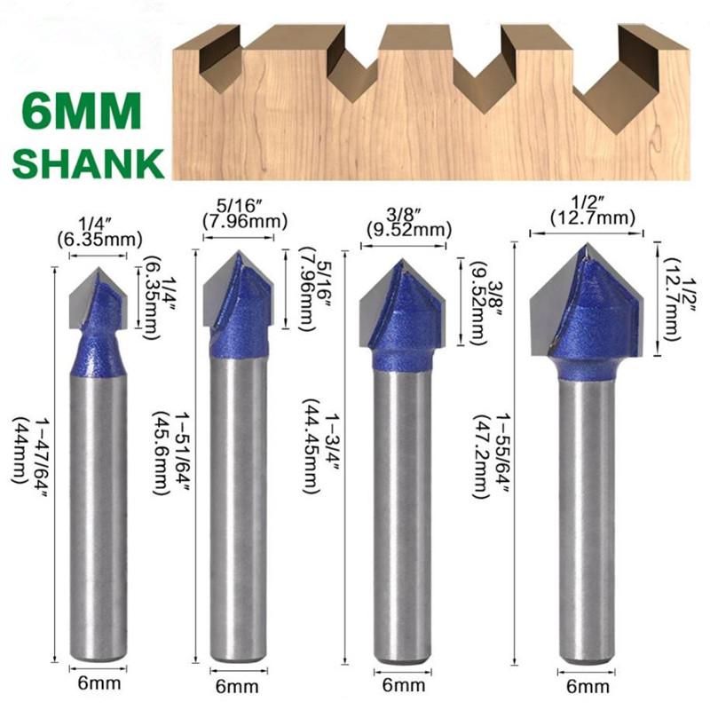 6mm Shank 90 Degree V Type Groove Flush Trimming Router Bit Chuck Trimming Cemented carbide Engraving CNC End Milling Cutter
6mm Shank 90 Degree V Type Groove Flush Trimming Router Bit Chuck Trimming Cemented carbide Engraving CNC End Milling Cutter