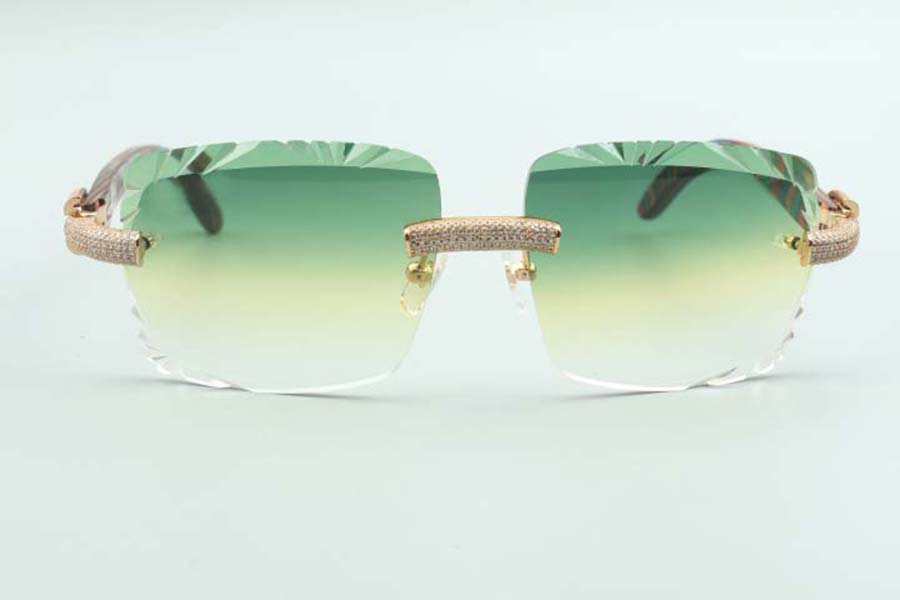2021 cutting lens micro-paved dias sunglasses 3524020, pea wooden temples glasses, size: 58-18-135 mm