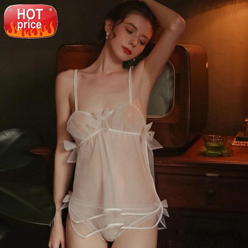 Cute Sexy Transparent Nightdress Sexy Lingerie Perspective Lace Temptation Pajamas for Women Lace Mini Dress Sleepwear Sets #CJ9E, Black;white
Cute Sexy Transparent Nightdress Sexy Lingerie Perspective Lace Temptation Pajamas for Women Lace Mini Dress Sleepwear Sets #CJ9E, Black;white