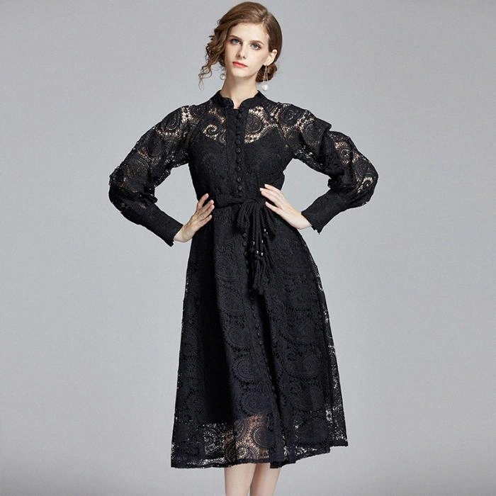 New Autumn and winter Lantern sleeve Lace Chic Dress women Single-breasted Runway Dress vestidos Free belt #sM4U, Black;gray
New Autumn and winter Lantern sleeve Lace Chic Dress women Single-breasted Runway Dress vestidos Free belt #sM4U, Black;gray