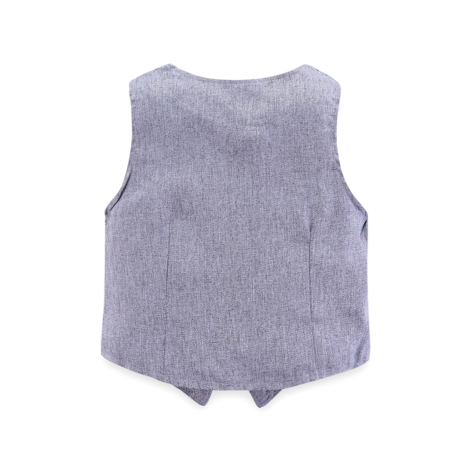 Kid Boy Clothes Gentleman Grey Vest + Long-Sleeved White Shirt + Pants Kids Four-Piece Suits Suit For Children Outfit LJ201202