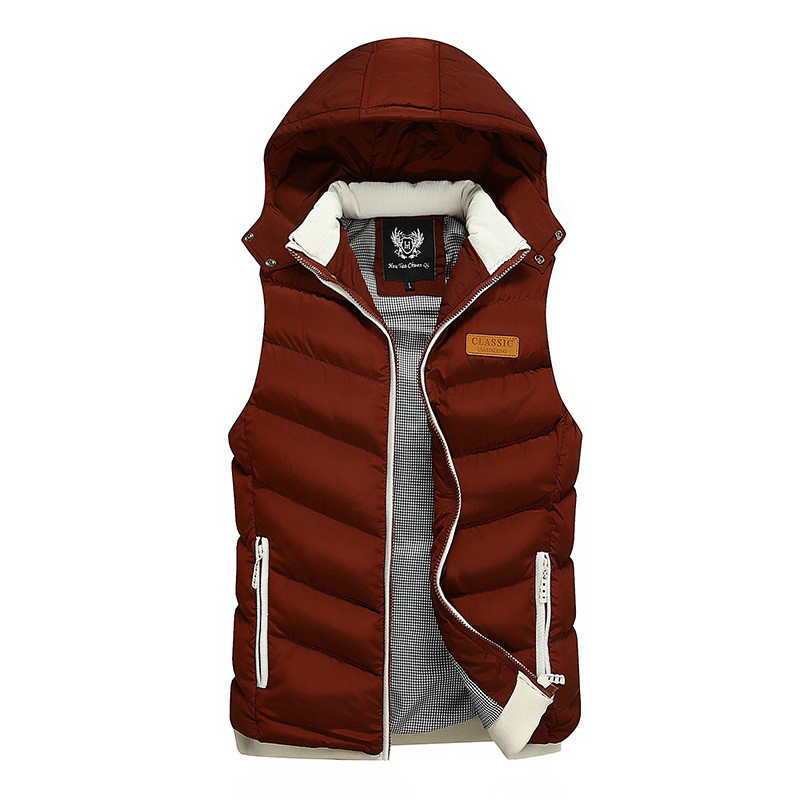 New Men's Fashion Sleeveless Waistcoat Jacket Men Winter Warm Casual Vest Coat Male Stand Collar Hooded Loose Vest Jacket 201116