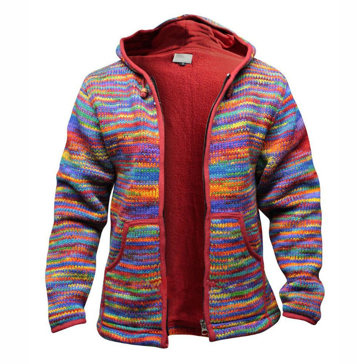 Autumn Men Hooded Wool Cardigan Sweater Jumper Winter Fashion Patchwork Knit Outwear Coat With Pocket 201124