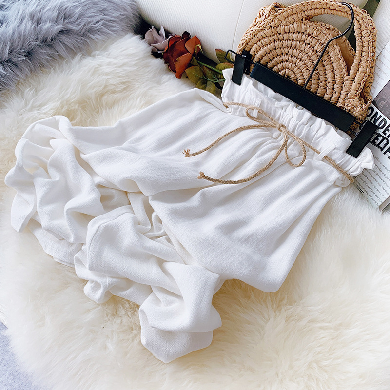 ZADORIN Korean Casual Summer Wide Leg Pants Women Linen High Waist Palazzo Pants With Belt Black White Loose Wide leg Trousers T200319