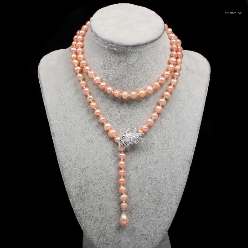 New 8-9mm potato-shaped pink pearl necklace Simple fashion party jewelry personality gift chain length 75cm1
New 8-9mm potato-shaped pink pearl necklace Simple fashion party jewelry personality gift chain length 75cm1