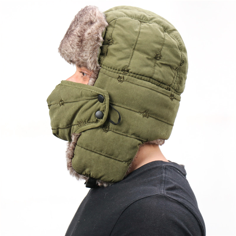 CAMOLAND Warm Trapper Hat For Men Women Windproof Winter Bomber Hats Thermal Faux Fur Earflap Snow Cap Male Ushanka Hats 201106