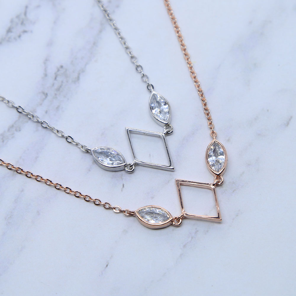 2021 NEW arrived water drop cz paved with hollow square shape charm necklace for women multi layer sexy elegant choker jewelry Gifts