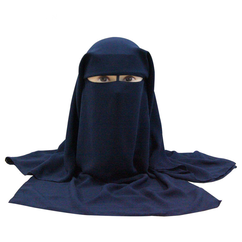 Muslim Bandana Scarf Islamic 3 layers Niqab Burqa Bonnet Hijab Cap Veil Headwear Black Face Cover Abaya Style Wrap Head Covering 201026