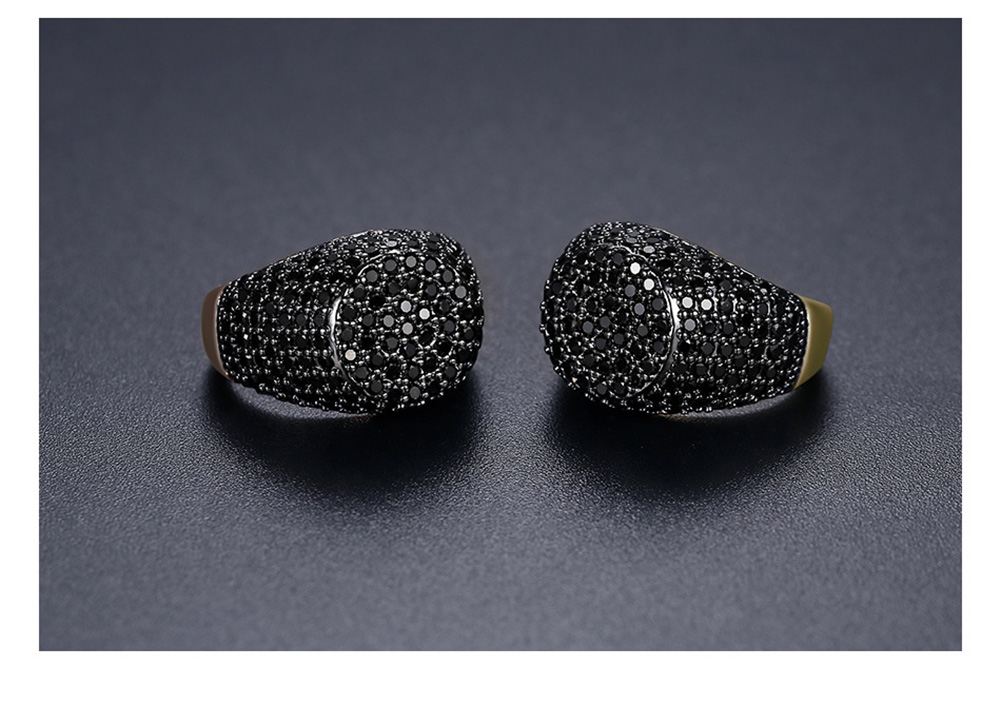 Men's Hip Hop Vintage Adjustable Rings Gold Plated Shining Black Cubic Zircon Finger Ring Jewelry Gift