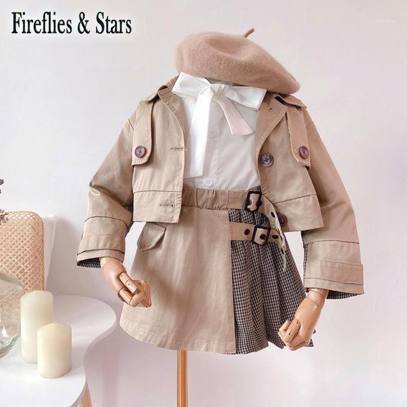 Spring Autumn girls 2 pcs set baby jacket + skirt kids suits children brand clothes plaid check patch belt pleated 1 to 7 yrs1, Khaki
Spring Autumn girls 2 pcs set baby jacket + skirt kids suits children brand clothes plaid check patch belt pleated 1 to 7 yrs1, Khaki