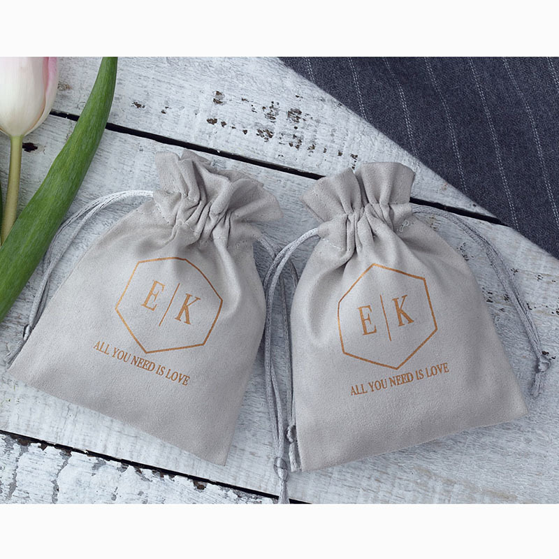 100pcs Grey Flannel Jewelry Bags Cotton Velvet drawstring Pouches Gift Packaging for Wedding Travel Can Custom Logo T200602
