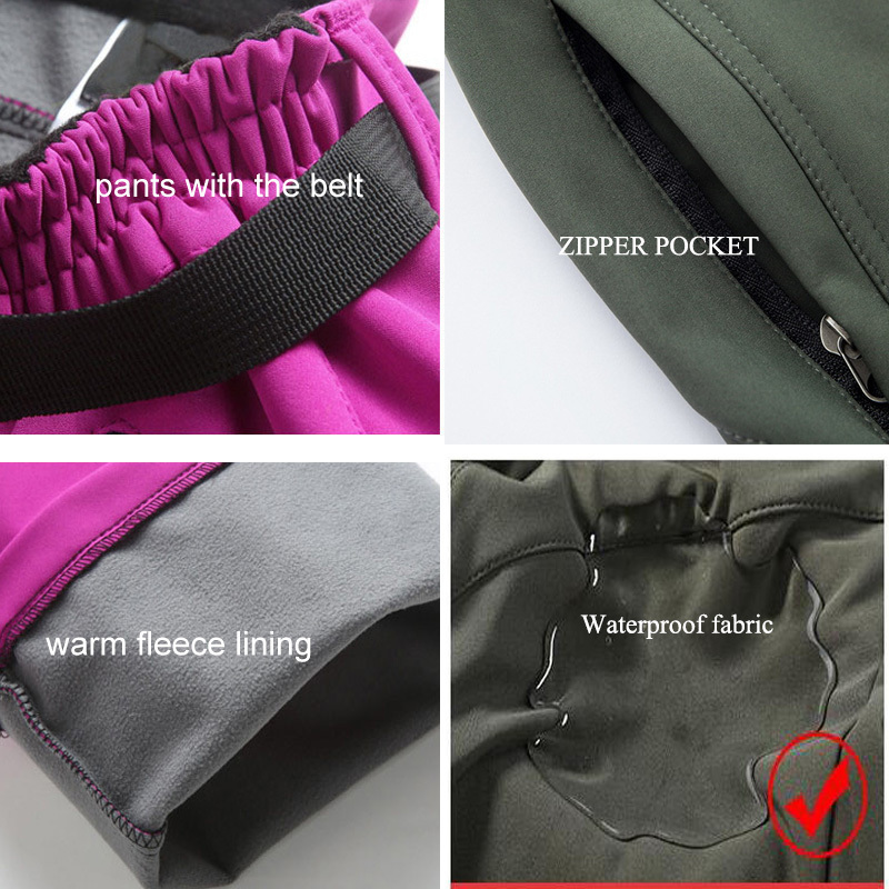 Women Warm Winter Softshell Pants Thick Fleece Lining Trousers Camouflage Pants Thermal Waterproof Windproof Woman Pants PM24 201113