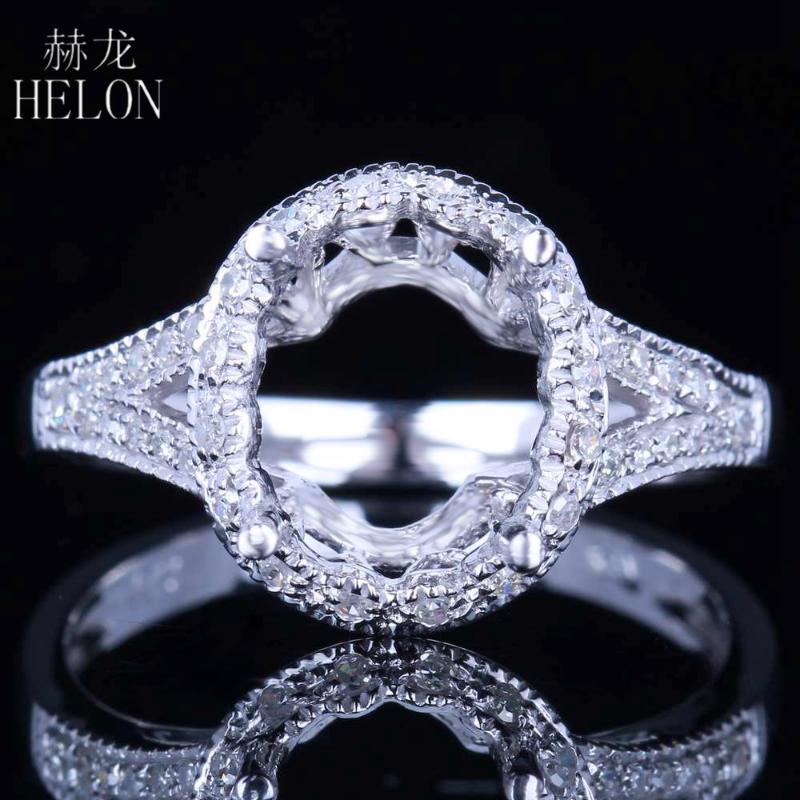 HELON Solid 14K White Gold AU585 Pave Natural Diamonds Engagement Wedding Semi Mount Women Fine Jewelry Ring Fit Oval Cut 10x8mm
HELON Solid 14K White Gold AU585 Pave Natural Diamonds Engagement Wedding Semi Mount Women Fine Jewelry Ring Fit Oval Cut 10x8mm