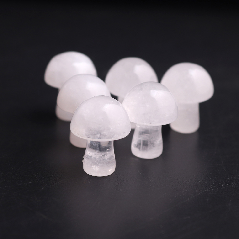 Mini Mushroom Statue Natural Stone Carved Decoration Rose Quartz Healing Crystal Gift Room Ornament Fish Tank Decor