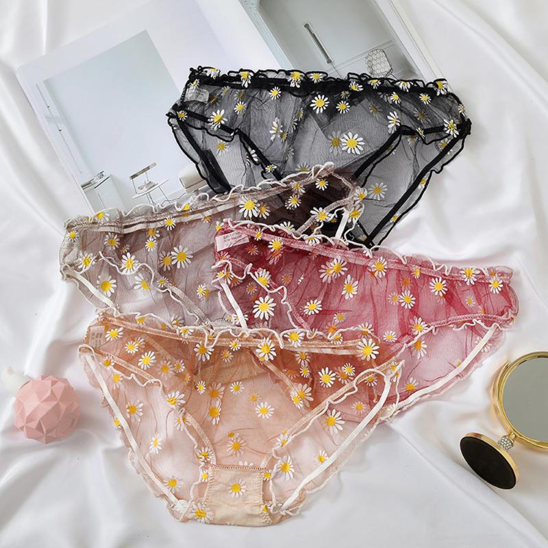 Cute Chrysanthemum Print Lace Mesh Panties Women's Underwear Sexy Sweet Transparent Net Yarn Briefs Temptation Seamless Thongs, Black
Cute Chrysanthemum Print Lace Mesh Panties Women's Underwear Sexy Sweet Transparent Net Yarn Briefs Temptation Seamless Thongs, Black