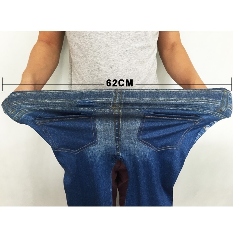 Fashion Slim Women Leggings Plus size Faux Denim Jeans Leggings Long Pocket Printing Summer Leggings Casual Pencil Pants 201202