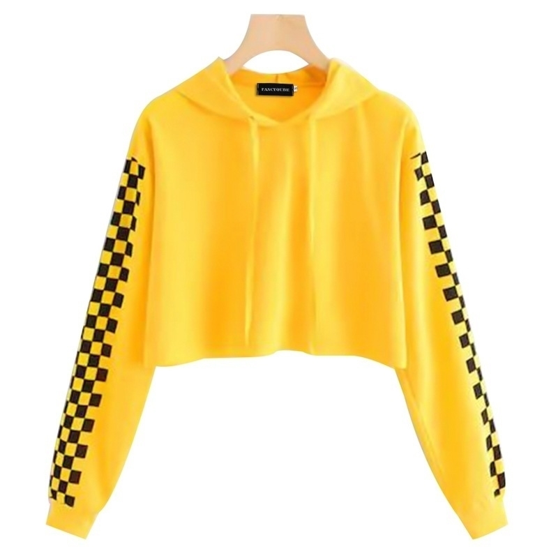 Spring Harajuku Hoodie Sweatshirt Women Streetwear Black And Yellow Plaid Hoodie Lady Fashion Tops Clothes Moletom Pullover Y200915 
Spring Harajuku Hoodie Sweatshirt Women Streetwear Black And Yellow Plaid Hoodie Lady Fashion Tops Clothes Moletom Pullover Y200915