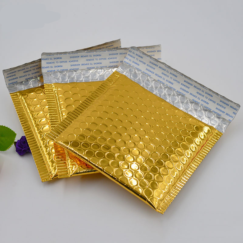 100pcs/lot 15*13cm small Gold Aluminized Foil metallic bubble mailer shipping bubble Padded Envelopes gold gift packaging bag