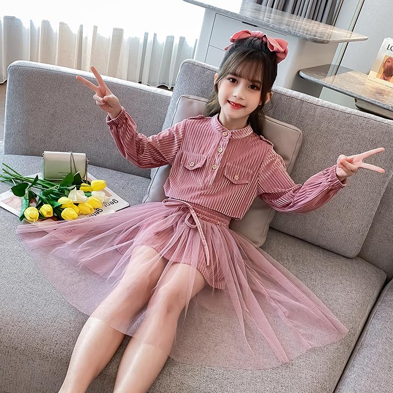 Fashion Kids Girls Skirt Set Autumn Children Long Sleever Velvet Suit Solid Color Blouse and Lace Skirt 2pcs Sets 4 8 12 Years, Pink set
Fashion Kids Girls Skirt Set Autumn Children Long Sleever Velvet Suit Solid Color Blouse and Lace Skirt 2pcs Sets 4 8 12 Years, Pink set