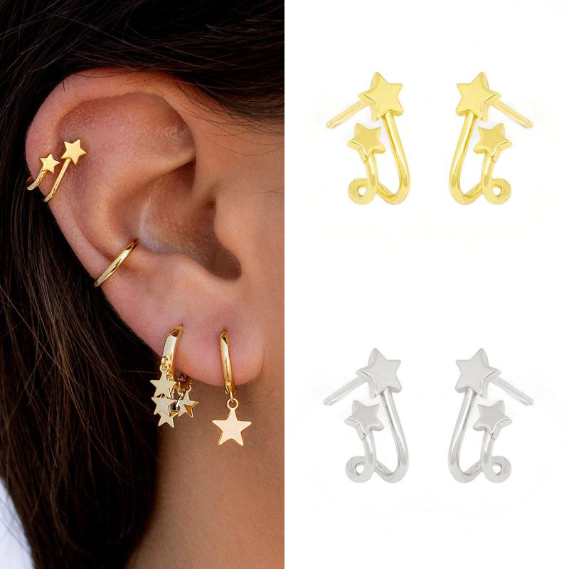 Stud ISUEVA Simple 18K Gold Filled Double Star Ear Suspender Cartilage Earrings For Women Girl Trendy Jewelry Bijoux, Golden;silver
Stud ISUEVA Simple 18K Gold Filled Double Star Ear Suspender Cartilage Earrings For Women Girl Trendy Jewelry Bijoux, Golden;silver