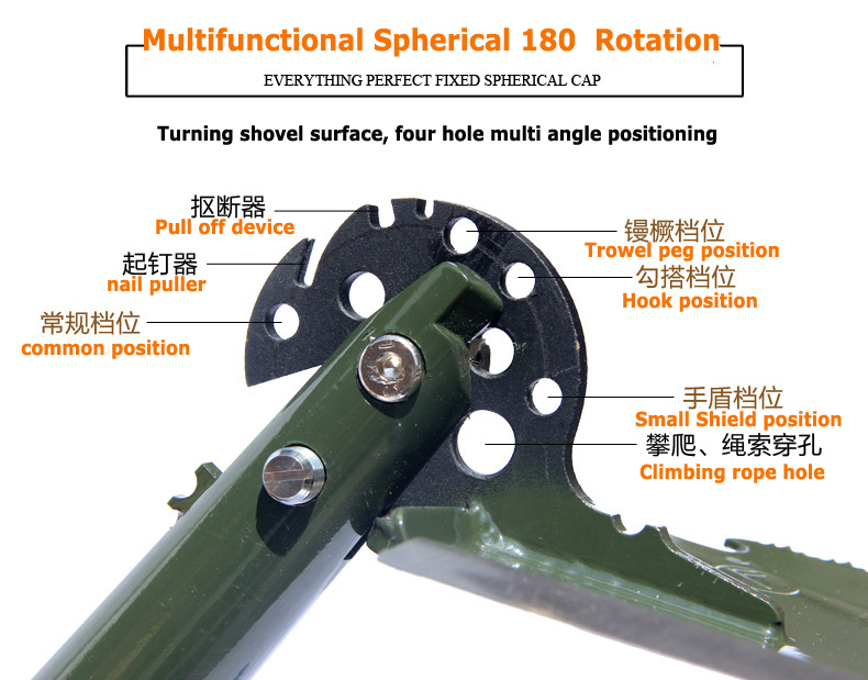 2018 chinese military shovel folding portable shovel WJQ-308 multifunctional camping shovels hunting edc outdoor survival shovel T200115