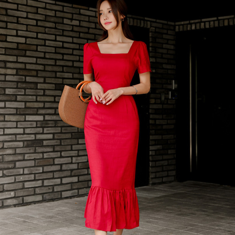 2021 New lady's summer clothes ol tempered short sleeve lace hip fishtail lotus leaf mid-long female dress 87M7, Red
2021 New lady's summer clothes ol tempered short sleeve lace hip fishtail lotus leaf mid-long female dress 87M7, Red