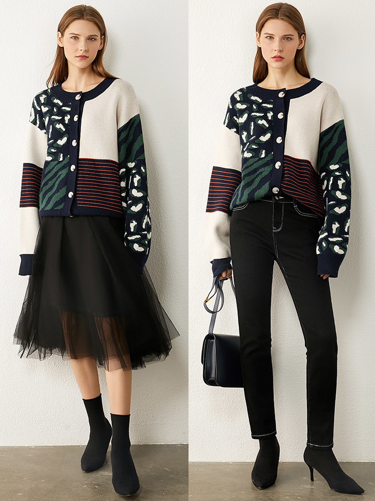 Amii Minimalism Autumn Winter Fashion Sweaters For Women Causal Onck Printed Loose Women's Sweater Women's sweater 12040603 201023