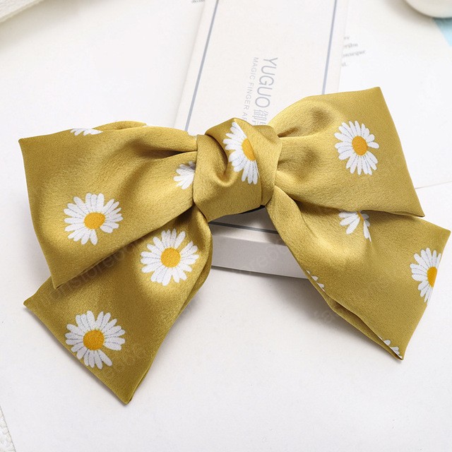 Daisy Knotted Bow Hairpin Women Hair Clips Hair Jewelry Accessories Barrettes Girls Headwear Headdress Print Spring Clips
