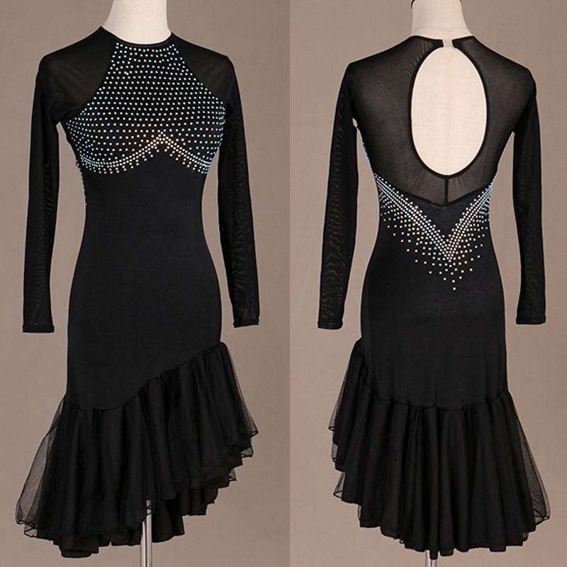 Latin Dance Dresses For Women Black Lace Round Collar Long Sleeve Dress Salsa Professional Stage Competitive Latin Dress VDB128, Black dress
Latin Dance Dresses For Women Black Lace Round Collar Long Sleeve Dress Salsa Professional Stage Competitive Latin Dress VDB128, Black dress