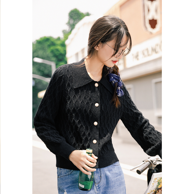 INMAN Winter Arrivals Long Sleeve Cardigan Versatile Jacquard Knit Puure Color Women's Sweater 201223