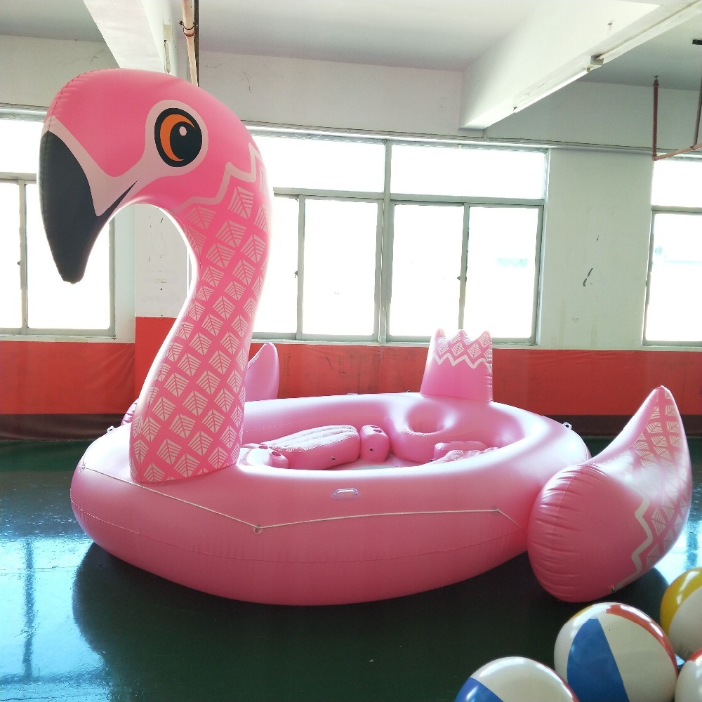 67 Person Inflatable Giant Pink Flamingo Pool Float Large Lake Float Inflatable Float Island Water Toys Pool Fun Raft