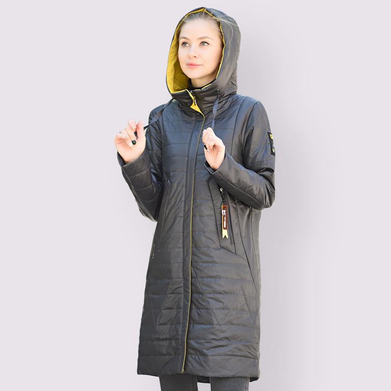 2020 NEW Spring Autumn Women Coat Warm Thin Cotton Jacket Long Plus Size 6XL 58/60 Fashion High Quality Outwear Hooded Parka LJ201127