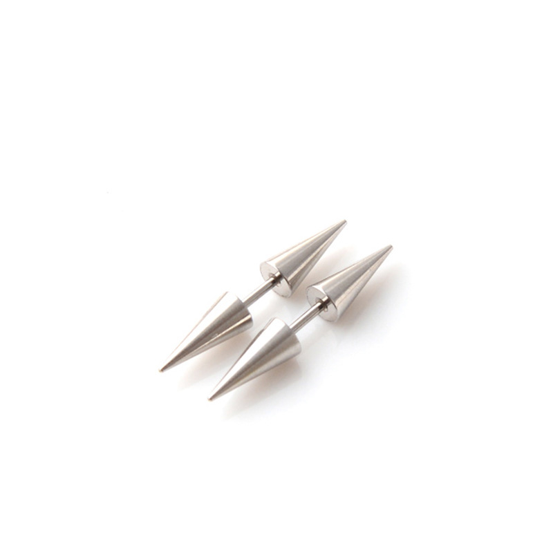 Hip Hop Colorful Ear Clip Stud Earrings Punk Men's Stainless Steel Cone Puncture Earrings Jewelry Men Women Wholesale