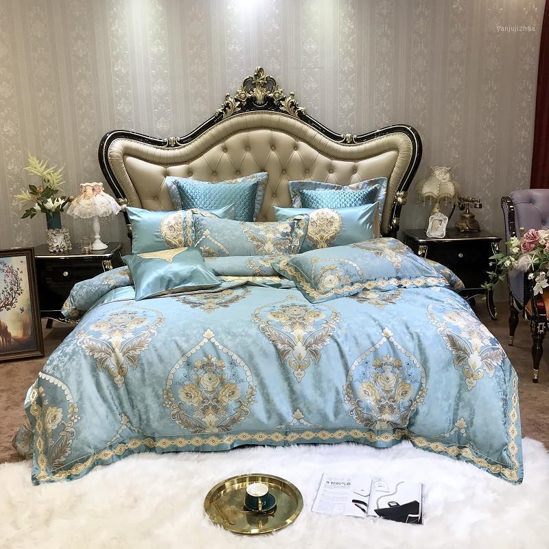 King/Queen Size Blue Luxury Satin Bedding Sets Queen King size Cotton Bed sheet set Bed Duvet cover juego de cama literie1
King/Queen Size Blue Luxury Satin Bedding Sets Queen King size Cotton Bed sheet set Bed Duvet cover juego de cama literie1