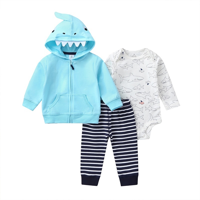 baby boy clothes hooded coat+romper+pants cartoon dog 2020 spring fall outfit new born long sleeve set newborn infant clothing Y1105