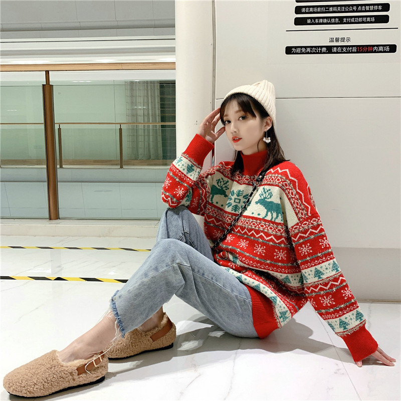 2021 Red Christmas Sweaters for Woman Elk Turtleneck Released Jumpers New Autumn Oversized Fashion Pullover Luxrex Outerwear FQ75
2021 Red Christmas Sweaters for Woman Elk Turtleneck Released Jumpers New Autumn Oversized Fashion Pullover Luxrex Outerwear FQ75