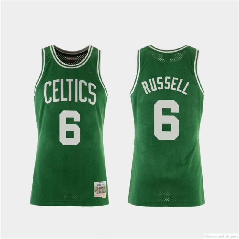 MenBostonCeltics Bill Russell Mitchell & Ness Road 1967-68 HardwoodS Classics Swingman Player Jersey