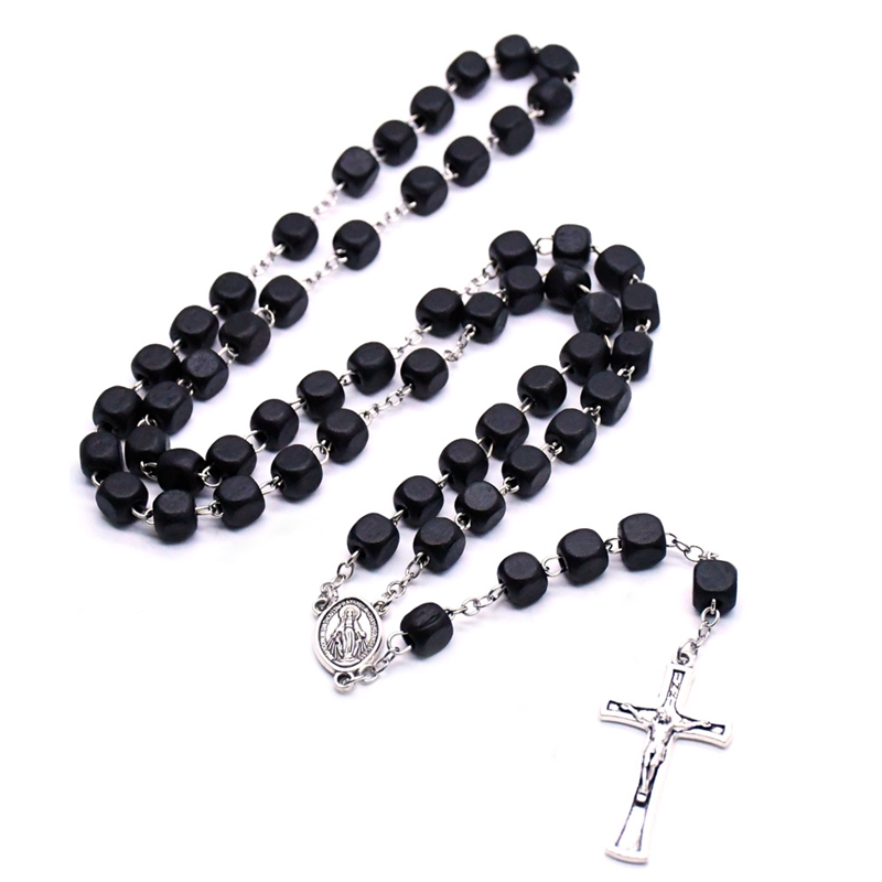 Black Square Wood Christ Rosary Neckalce Vintage Cross Beads Strand Necklace Long Religious Pray Jewelry New
Black Square Wood Christ Rosary Neckalce Vintage Cross Beads Strand Necklace Long Religious Pray Jewelry New
