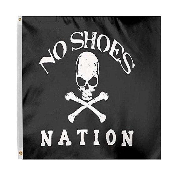 No Shoes Nation Flag Pirate Skull Without Cowboy Hat Fan Club Flags 3x5FT Banners For Decoration Gift Double Stitching Polyester Advertising