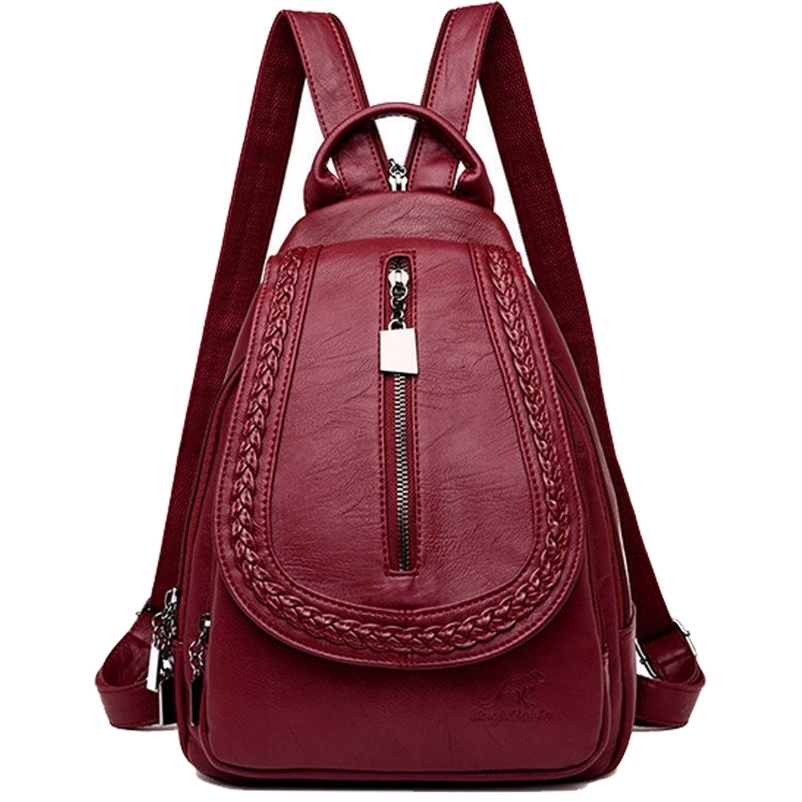 Women Leather Backpacks Zipper Female Chest Bag Sac a Dos Travel Back Pack Ladies Bagpack Mochilas School Bags Y201224 - view 3