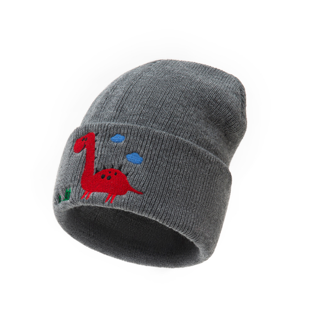 Dinosaur embroidery New Baby Hat winter hat Baby Hat for Boys Girls Knitted Cap Winter Warm Solid Color Children cap