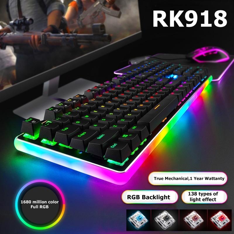 Esports Wired Mechanical Keyboard for Gaming Computer Laptop RGB Side Light Macro Blue Red Brown Black Switches RK918 108 keys
Esports Wired Mechanical Keyboard for Gaming Computer Laptop RGB Side Light Macro Blue Red Brown Black Switches RK918 108 keys