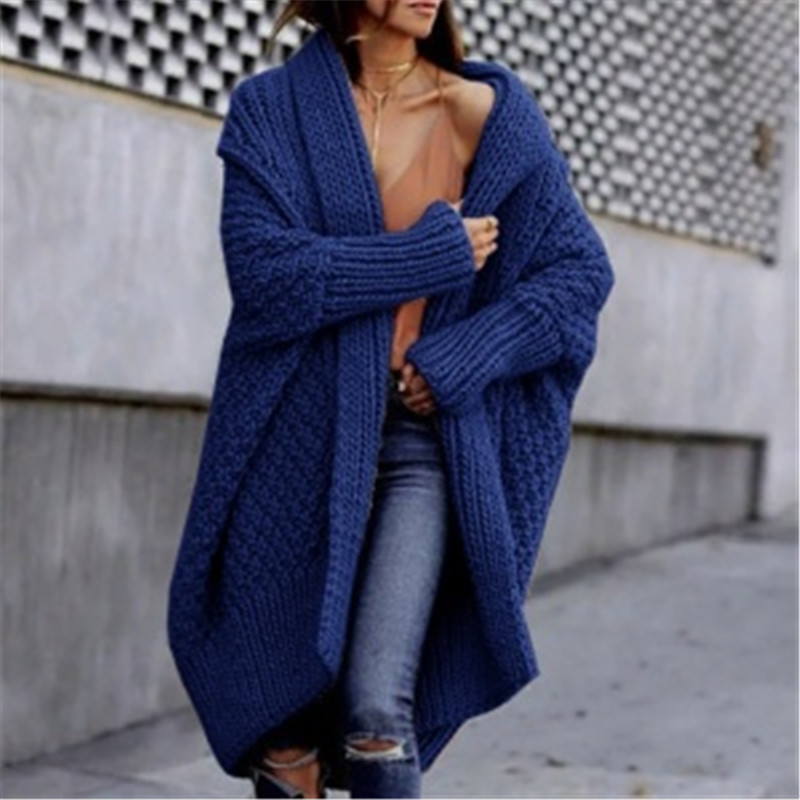 Winter Solid Long Sleeve Knitwear Turndown Collar Women Casual Knitted Sweater Overcoats Cardigans Autumn Coats for Female Coat T200828